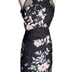 Guess  Aluara Women's Black Pink Floral Embroidered Sexy Halter Midi Dress Size 0 Photo 3