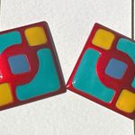 Urban Soul diamond shape earrings studs red blue yellow Photo 2