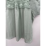 Mine Top Women MEDIUM NWT Mint Sage Green Short Sleeve Ruffle Neck Lace Yoke Photo 3