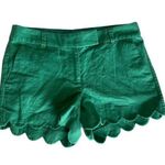 J.Crew  Scallop Linen women's Shorts Green Pockets Casual Cute Summer Size 2 Photo 0