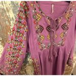 Free People  Purple Embroidered Linen Dress, size XS Photo 6