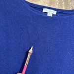 Garnet Hill  Royal Blue 100% Cashmere Dolman 3/4 Sleeve Sweater Top M Flawed Photo 4