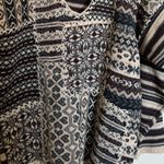Vintage‎ Grandma Knit Sweater Sz Small Oversized Patchwork Striped Cozy Cabin Brown Photo 1