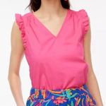 J.Crew  Sleeveless Ruffle Top in Wild Berry Pink, Cotton Summer Shirt Size Medium Photo 1
