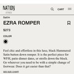 Nation Ltd Ezra Romper from Nations Ltd. Black satin Super cute and great for summer! Photo 6