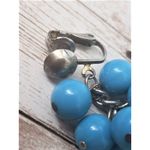 Vintage Clip On Earrings Bright Blue Balls Dangle Large Statement Photo 4
