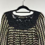 Free People New Romantics  Chevron Knit Crochet Lace Beaded Blouse Loose Sz Small Photo 2