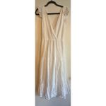 ZARA  White Textured Midi Dress Lace Up‎ Back Ruffle Sleeve Size Small Photo 2