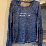 True Craft I Legit Don’t Care Graphic Tee Comfy Lightweight Stretchy Womens Large Blue Top Photo 4