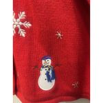 Vintage Crystal Kobe Knitted Christmas Sweater Cardigan Snowman Snowflakes Large Red Photo 3