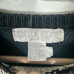 Rebecca Stone Vintage Floral Crochet Sweater Size Large Black Photo 4