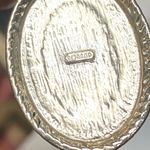 2” Vintage Tiger's Eye Oval Cabochon Pendant Roman Signed Antique Gold Tone Boho Photo 3