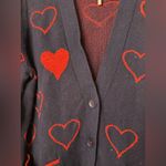 Anthropologie women's Small navy blue All Over HEART Cardigan Sweater Photo 2