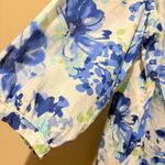 Charter Club  Blue Floral  linen button front Blouse size 1X Photo 4