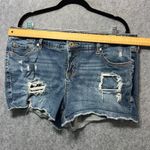 Torrid Denim Shorts Size 18 Plus Size Distressed Ripped Frayed Hem Blue Photo 2
