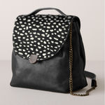 Garnet Hill Harlyn Structured Handbag Leather Calf Hair Lined Crossbody Chain Photo 0