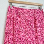 Anthropologie Mila Button Front Hot Pink Floral Midi Slit Pencil Skirt Size 8 Photo 4