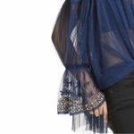 Free People  Joyride Sheer Embroidered Ruffle Top Photo 14
