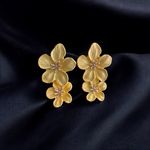 1 Pair Yellow Double‎ Layer Flower Stud Earrings Photo 1