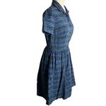 Buttons Sugardale Retro Pinup Shirt Dress L Blue Short Sleeves  Pockets Lined Photo 4