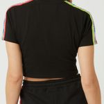 SikSilk Black Logo Stipe Cropped Short Sleeve Tee Size Large Photo 2