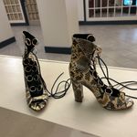 Liliana Boots Snakeskin Lace-Up Ankle Boots 5 inch heel-size 9 by -like NEW Photo 1