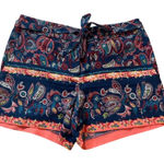 Loft ‎ Women's Navy Paisley Print Belted Shorts Size 2 Photo 0