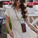 ZARA  mini dress pleated skirt collar button up ivory casual classic old money  Photo 2