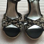 Tommy Hilfiger  Monogrammed Black and Beige Espadrilles Sandal Wedges size 7.5 Photo 3
