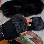 Plush Warm Ribbed Knitted Fingerless Gloves Great for Phone Black Photo 5