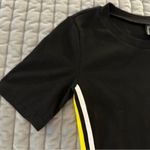 H&M  black track dress with yellow and white stripes. EUC. Size small‎ Photo 2