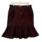 CHAPS Vtg Y2K Skirt Corduroy Flared Mini Brown Size 12 Photo 0