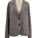 Free People Cali Plaid Blazer Jacket Gray Neutral Size Large Photo 0