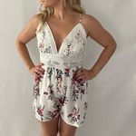 Romper White Crochet Top with Floral Bottom NWT Photo 2