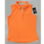 Slazenger Golf Polo Shirt Sleeveless Collared Top Women M Atomic Orange Neon NEW Photo 0