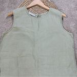 Bryn Walker  Women’s 100% Linen Sleeveless Tunic Top Side Slit Legenlook Green M Photo 2