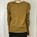 House of Harlow  1960 Burnout Ruched Long Sleeve Tee Top Bronze Olive Medium Fall Photo 3