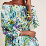 NWT Maeve by Anthropologie Frankie off‎ the shoulder Paisley sz medium Green Photo 0