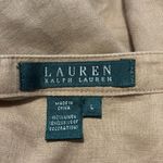 Ralph Lauren Lauren Large Linen Tan Button Down Dress Shirt Eyelet Design Photo 2
