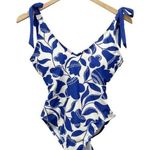 Kate Spade NWT  Zigzag Floral Bow-Strap V-neck One-Piece Swimsuit Size Medium NEW Photo 2