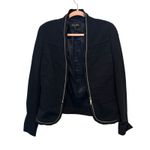 Escada Navy Classic Minimalist Stretchy Contemporary Blazer With Zipper Medium Blue Photo 2