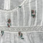 Lucky Brand White Floral Mix Ruffle Cap Sleeve Top Small Boho Dainty Feminine Photo 2