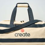 New Limited Edition Create Cream & Gray Canvas Travel Duffle Bag Photo 1