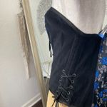 Ethereal Whimsygoth Gothic Black Velvet Blue Lace Up Corset Top Size undefined Photo 4