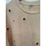 Alo Yoga ALO‎ Yoga Distressed Sweatshirt Peach Pink Cropped Pullover Top Athleisure Photo 1