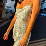 ZARA Yellow Blue Floral Silk Satin Cowl Sleeveless Camisole Mini Dress Size XS Photo 1