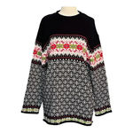 NORTON STUDIO GORGEOUS HOLIDAY SWEATER SNOWFLAKE PATTERN CHRISTMAS‎ SIZE LARGE Black Photo 1