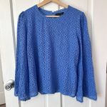Banana Republic Lace Fluted Bell Sleeve Blue Top Size M Photo 1