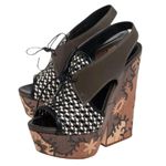 Sergio Rossi Atlantiques Platform Sandals Ankle Strap Block Weaved Brown EU 39 Photo 7