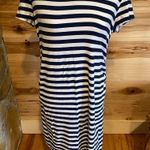 Liz Lange  Maternity navy blue‎ striped dress size Large Photo 2